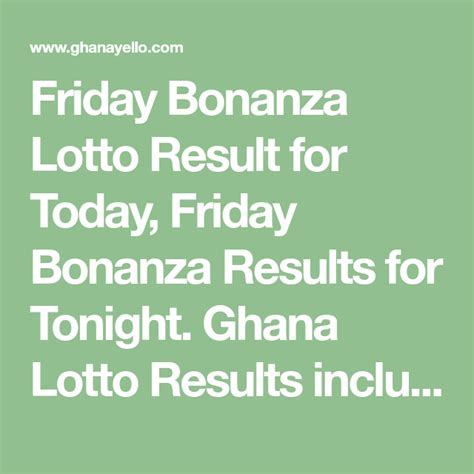 bonanza result today
